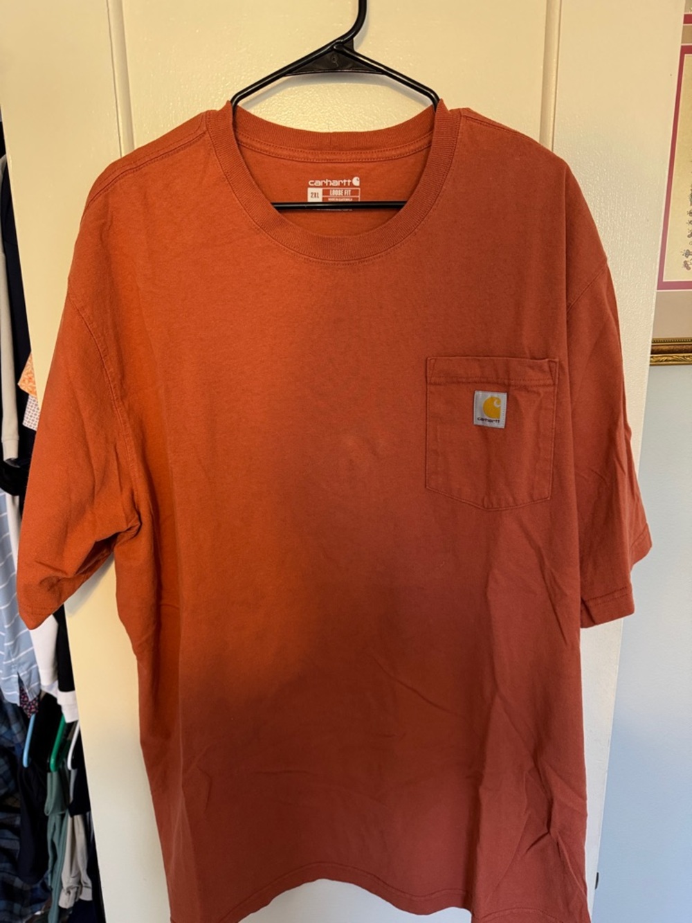 Carhartt Men’s Short-Sleeve Pocket Tee in Rust Orange